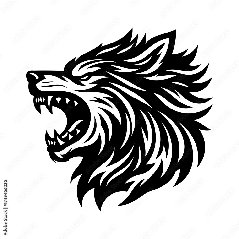 Fototapeta premium wolf head tribal logo image vector template