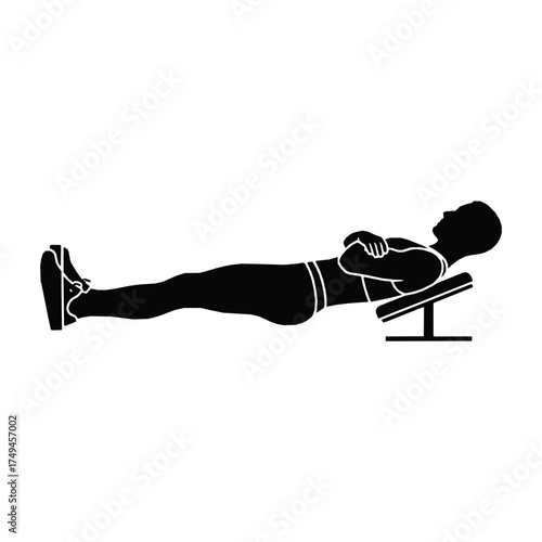 Declined Sit Up Exercise Silhouette Illustration for Core Strength and Fitness