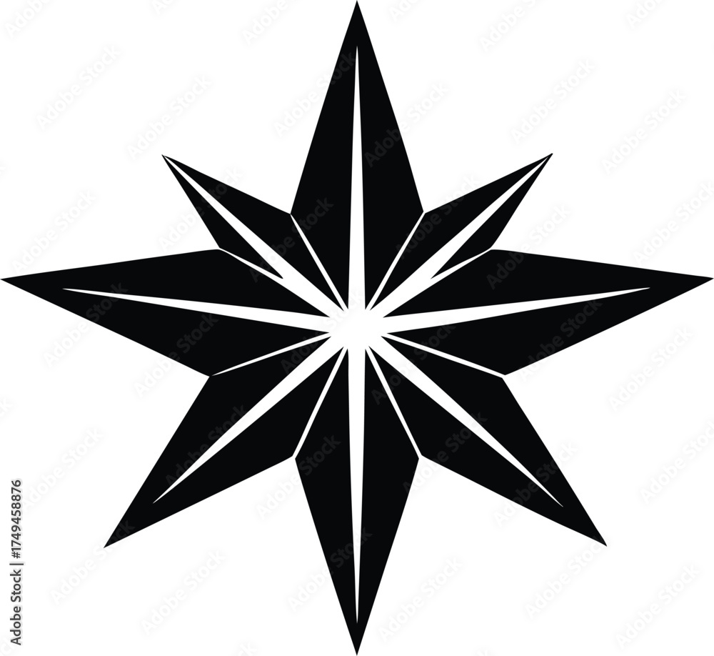 Obraz premium Christmas Star Silhouette Vector - Bethlehem, Tree Topper, and Holiday Symbol - Festive, Religious Design. EPS