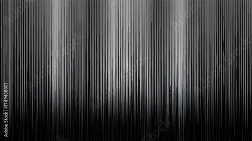 Abstract vertical lines with a metallic gradient effect black and white background.