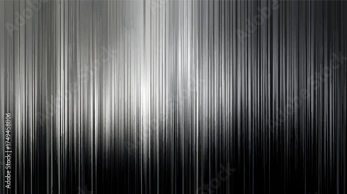 Abstract vertical lines with a metallic gradient effect black and white background.