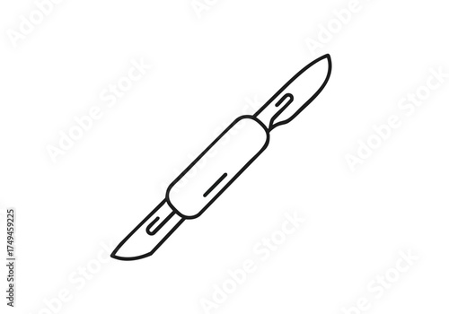 Precise surgical scalpel icon representing medical precision and sterile procedures for healthcare and research applications