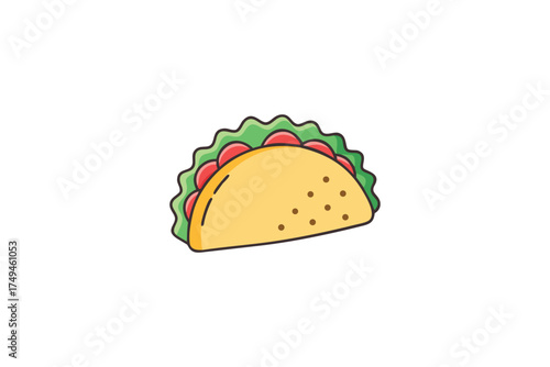 Colorful illustration of a delicious taco with vibrant fillings silhouette
