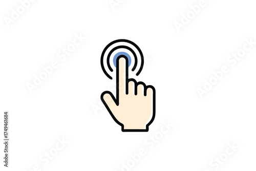 A hand pressing a button simple illustration style silhouette