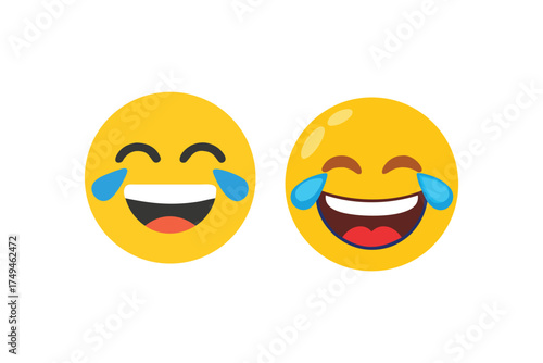 Two yellow emoji faces with tears of joy a delightful silhouette