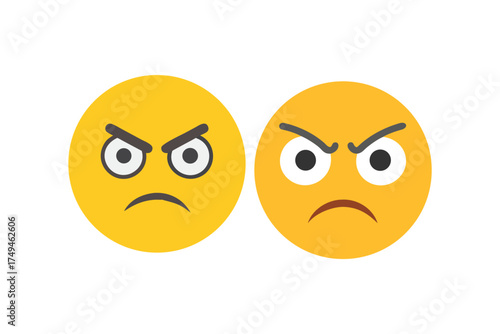Two yellow faces displaying angry expressions a striking visual silhouette
