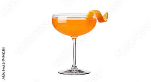 Canvas Print Isolated glass of orange cocktail drink with a orange twist as garnish for desig