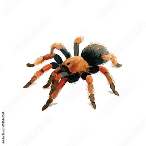 Colorful Tarantula Spider Vector Illustration.