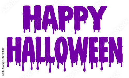 happy halloween dripping purple spooky horror typography vector design for halloween party decoration and greeting card illustration