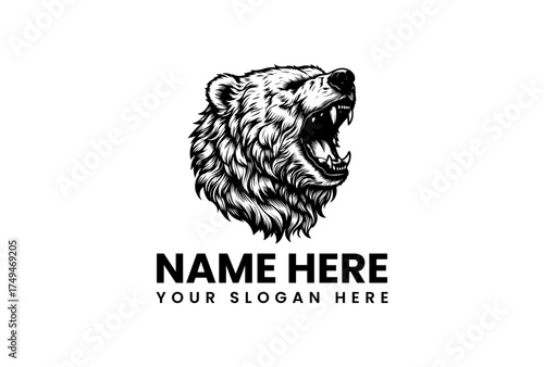 Roaring Bear Logo Design Template for Business and Branding. Customizable with Text & Slogan