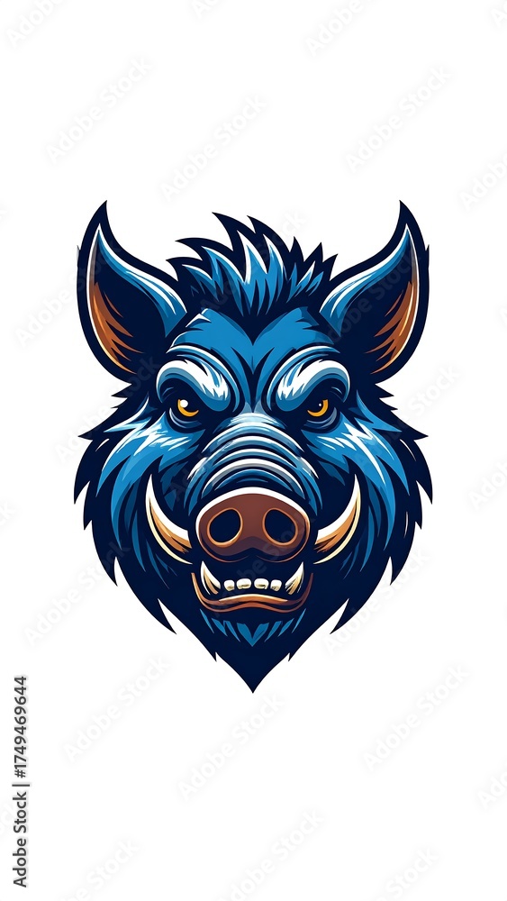 Obraz premium Blue boar head graphic