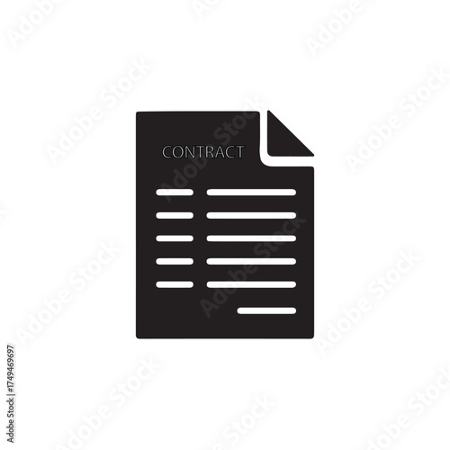Simple Contract Document Icon for Legal Agreement.