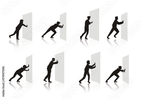 people pushing wall vector 