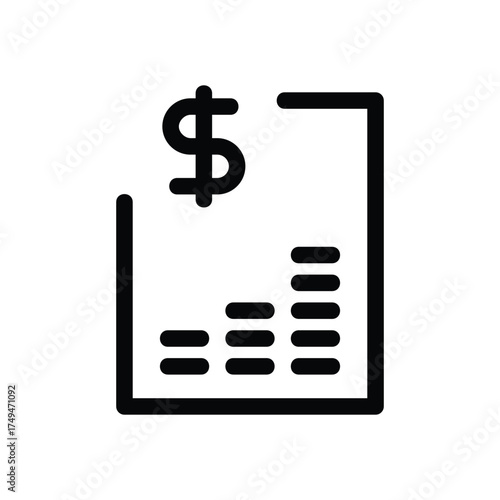 Financial Document Showing Rising Dollar Bar Chart.