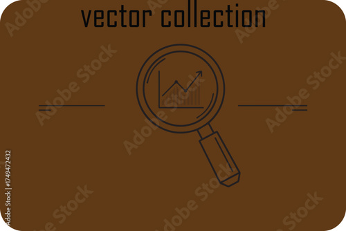 Magnifying glass reveals upward trending graph symbolizing data analysis and business growth in a vector collection