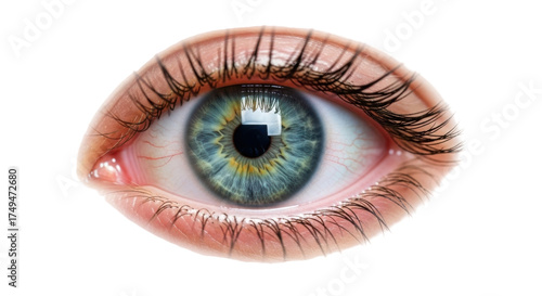 Obraz na plátně Isolated, extreme close-up of a human eye, showing detailed iris and long eyelas