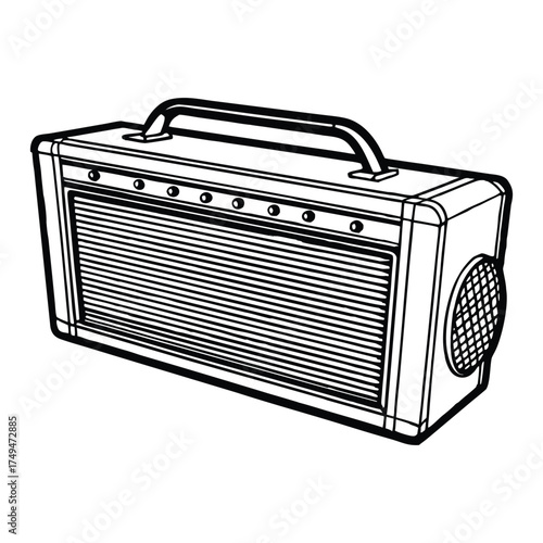 Silhouette of portable speaker isolated on a white background