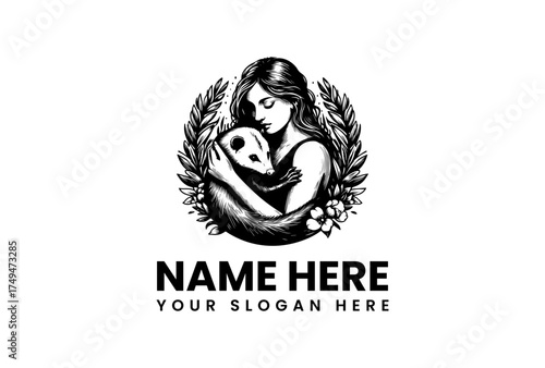 Motherly Embrace A Woman Holding a Fetus in a Laurel Wreath, a Symbol of Nurturing and New Beginnings