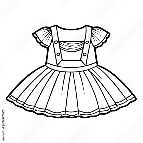 Silhouette of Pinafore Frock isolated on a white background