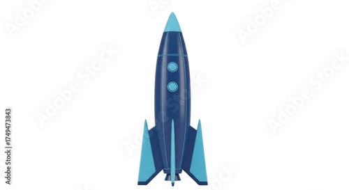 Fototapeta Naklejka Na Ścianę i Meble -  Isolated blue and light blue rocket ship on a light background for space exploration concept
