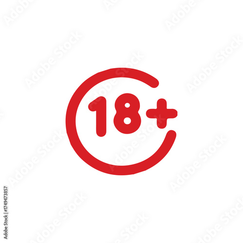 Simple Black 18+ Age Restriction Icon Flat.