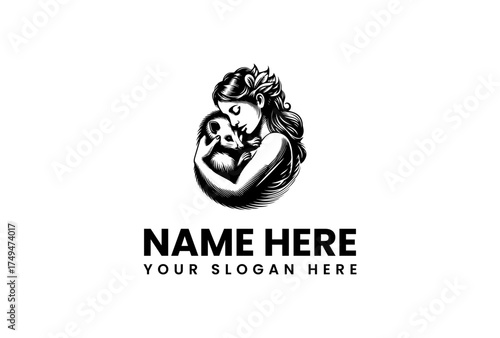 Mother and Child Gentle Embrace Logo for Family Support and Care