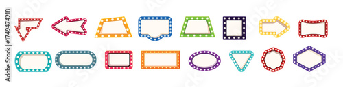 signboard lights promotion icons set cartoon neon public