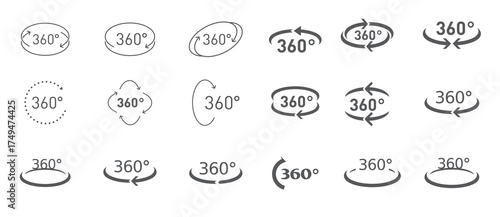 degree circular rotation set vector icons