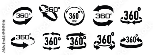 degrees virtual camera rotate icon set