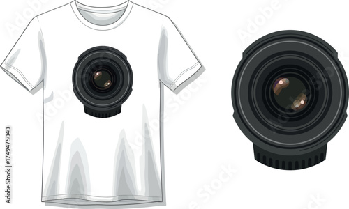 Camera Lens Graphic on White T-Shirt