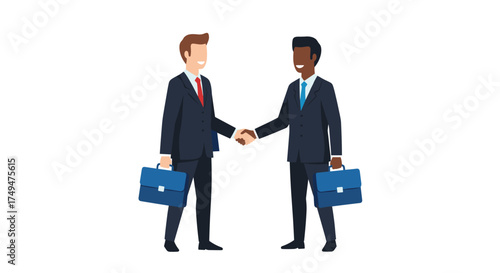 Two businessmen shaking hands over a business deal agreement.