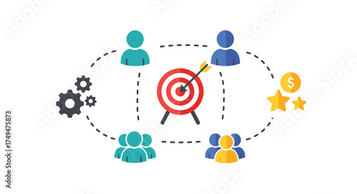 Teamwork targeting success people collaborating to achieve a common goal