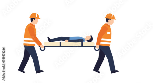 Paramedics carrying a patient on a stretcher emergency medical assistance