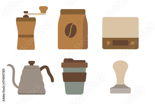 Essential tools and equipment set for brewing specialty coffee at home