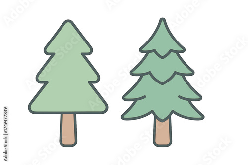 Simple stylized evergreen trees icon against a white background for nature and holiday projects