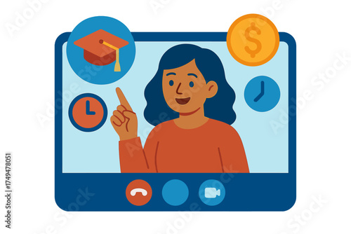 Remote financial planning and education guidance consultation concept