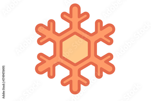 Stylized geometric orange snowflake icon symbolizing winter weather and cold temperatures