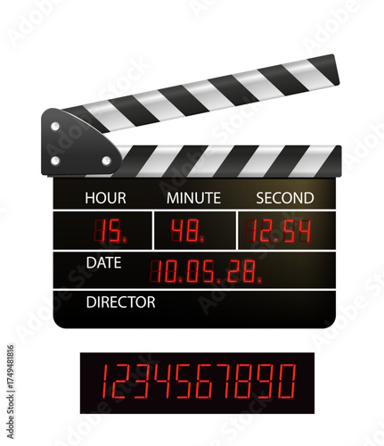 Film clappers boards isolated on white background. Blank movie clapper cinema. Vector movie clapper board EPS .