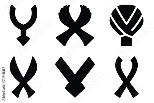 Kujichagulia self-determination symbol minimal flat vector icon set. black color and white background.