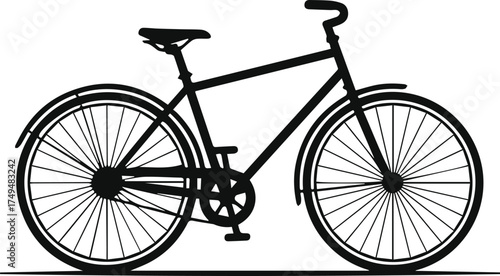 silhouette of a bicycle line art vector illustration