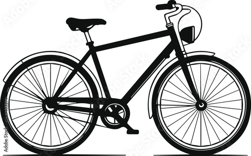 silhouette of a bicycle line art vector illustration