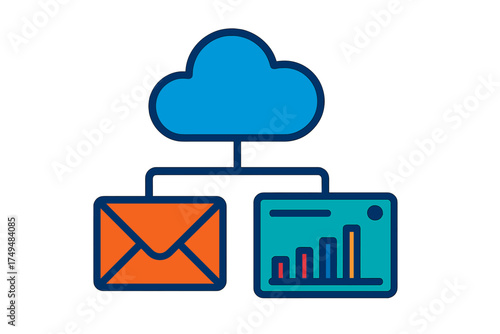 Cloud computing services connecting email communication and business data analysis reports