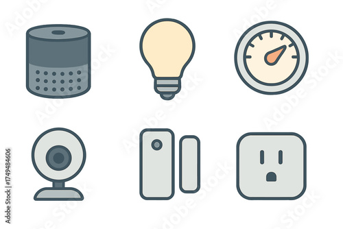 Smart home device icons for automation and security systems