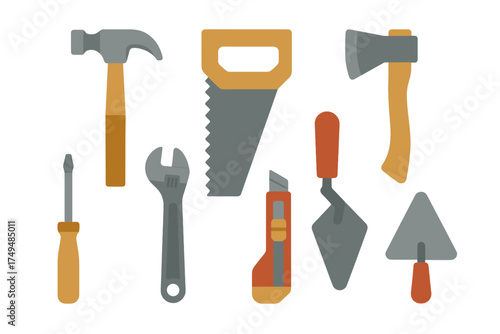 Essential assortment of construction and repair hand tools for building projects