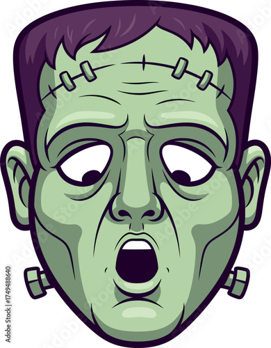 Scared Frankenstein's Monster Face Cartoon