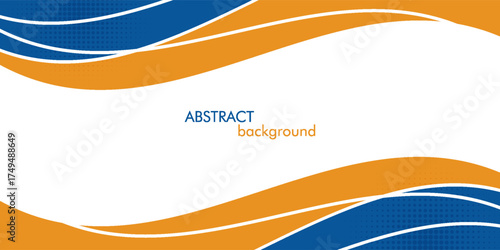 Abstract orange and blue banner background. Graphic design banner pattern background template with dynamic curve shapes. Suit for business, cover, header, wallpaper, corporate, website, flyer