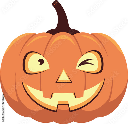 Winking Jack-o'-lantern with a Grinning Face