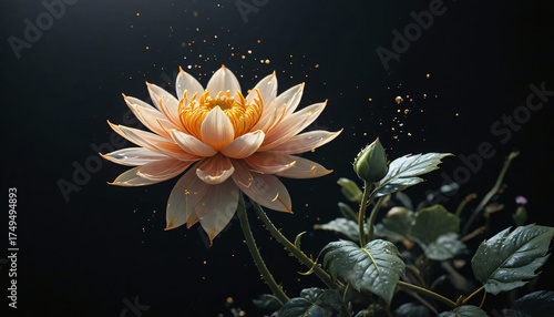 Yellow water lily flower blooming in a pond showing its petals and aquatic beauty