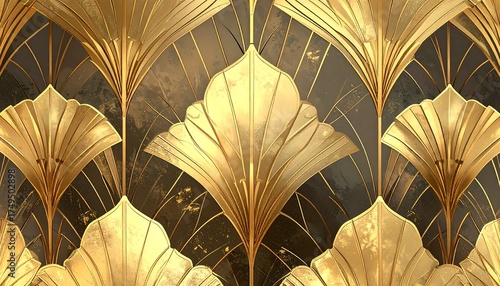 Art Deco golden fan pattern design