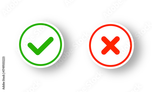 Checkmark and Cross, Yes and No Icons for Decision Making